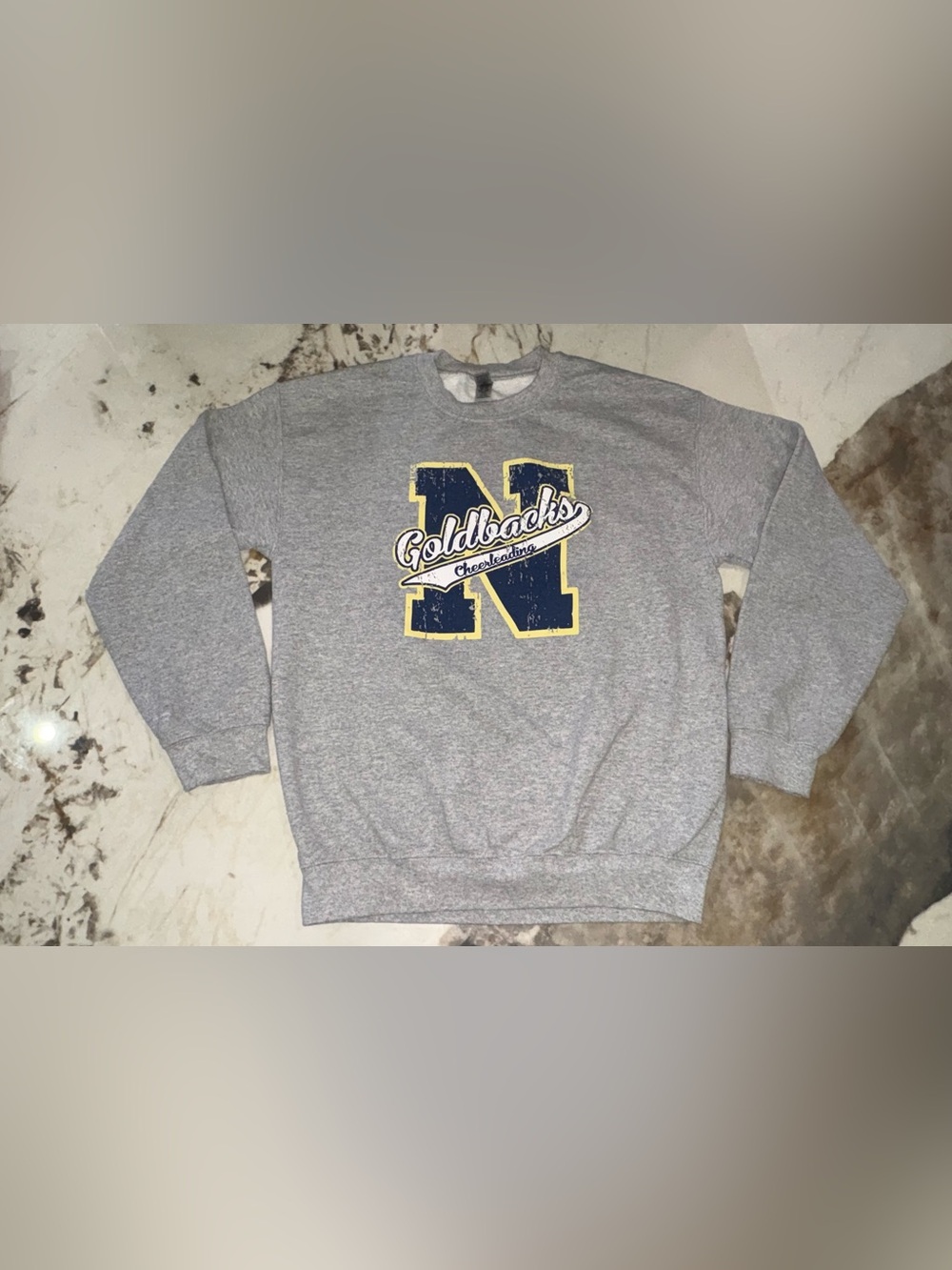 Gildan Gray Crewneck Sweatshirt with Navy & Yellow 'N' Graphic